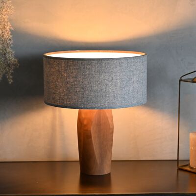 Pura bedside lamp | Shade in gray felt - base in walnut - gray felt