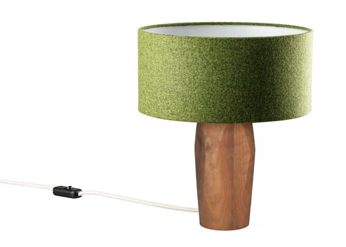 Pura Nachttischlampe | Schirm aus Filz Grün - Fuß aus Nussbaum - Filz Grün