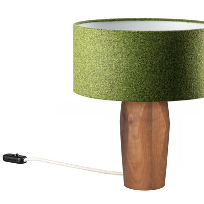 Lampe de chevet Pura | Abat-jour feutre vert - Base noyer - Feutre vert