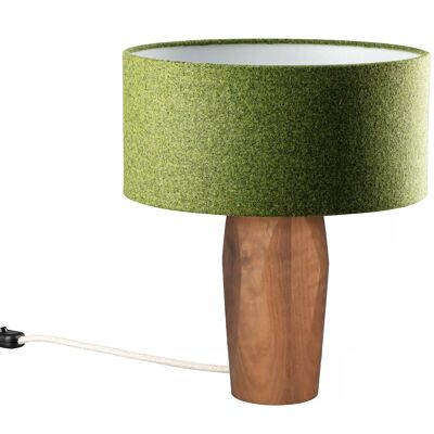Pura bedside lamp | Green felt shade - Walnut base - Green felt