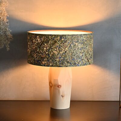 Pura bedside lamp | Cornflower shade - stone pine base - cornflower