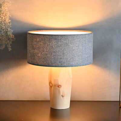 Lampe de chevet Pura | Abat-jour en feutre gris - socle en pin cembro - feutre gris