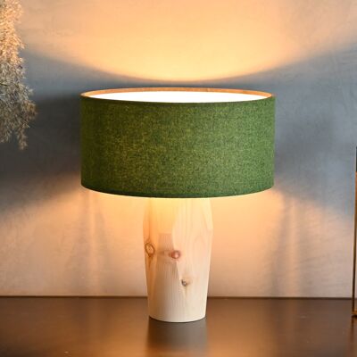 Pura bedside lamp | Shade made of green felt - base made of stone pine - green felt