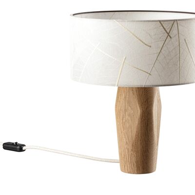 Lampe de chevet Pura | Abat-jour feuille - base chêne - feuilles