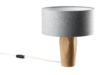 Lampe de chevet Pura | Abat-jour feutre gris - Base chêne - Feutre gris 3