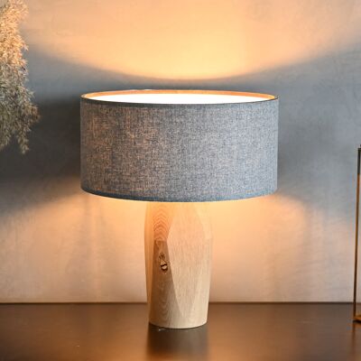 Pura bedside lamp | Gray felt shade - Oak base - Gray felt
