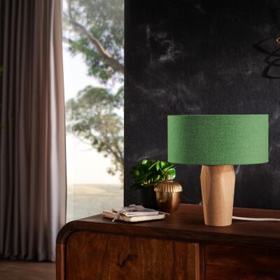 Pura bedside lamp | Green felt shade - Oak base - Green felt