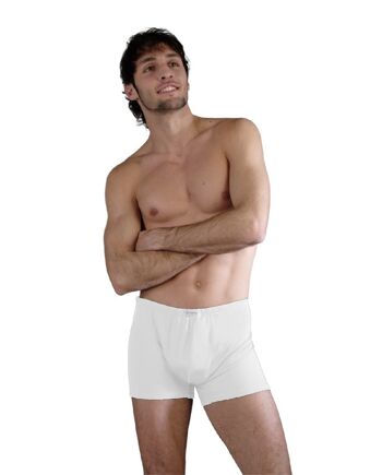 Boxer Homme Classique en Coton E-3807 - Blanc 1