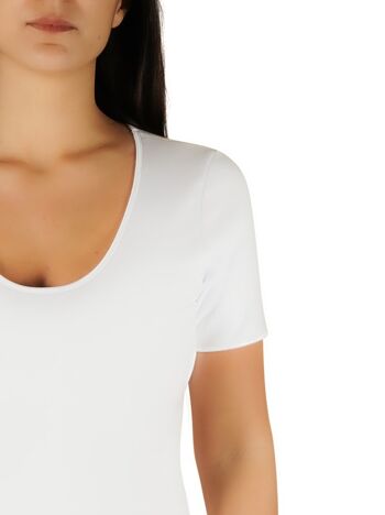 Camisole à manches mi-longues en coton pour femmes E-3210 - Blanc 3