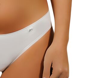 Mini Slip Femme Taille Basse en Coton Stretch E-527 - Blanc 4