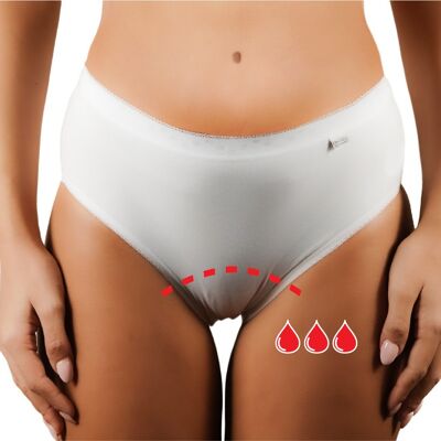 Menstruationsslip für Damen aus Stretch-Baumwolle E-577 - Weiß