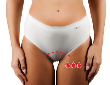 Culotte Menstruelle pour Femme en Coton Stretch E-577 - Blanc 1