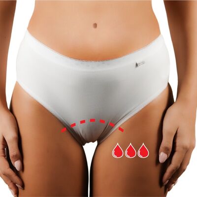 Woman Menstrual Panty in Stretch Cotton E-577 - White