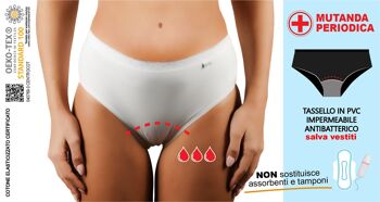 Culotte Menstruelle pour Femme en Coton Stretch E-577 - Blanc 2