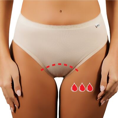 Menstruationsslip für Damen aus Stretch-Baumwolle E-577 - Nude