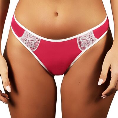 Slip Bicolore avec Dentelle en Microfibre Ecologique E-1413 - Fuchsia