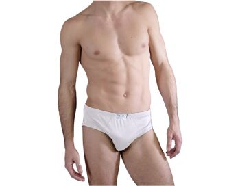 Slip classique en coton taille haute pour hommes E-3806 - Blanc 1