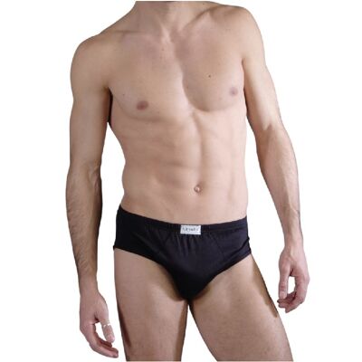 Men's Classic High Waist Briefs in Cotton E-3806 - Black