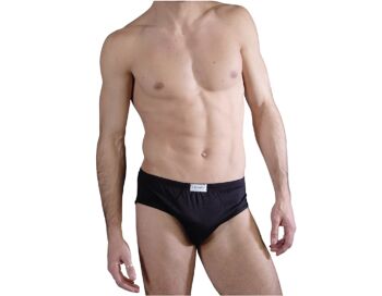 Slip taille haute classique pour homme en coton E-3806 - Noir 1