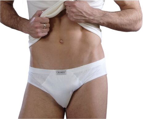 Slip Classico Uomo Vita Bassa in Cotone E-3805 - Bianco big