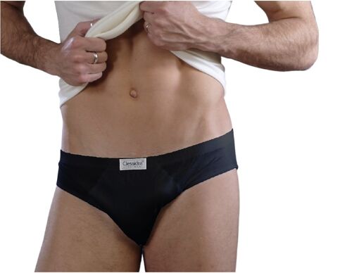 Slip Classico Uomo Vita Bassa in Cotone E-3805 - Nero big