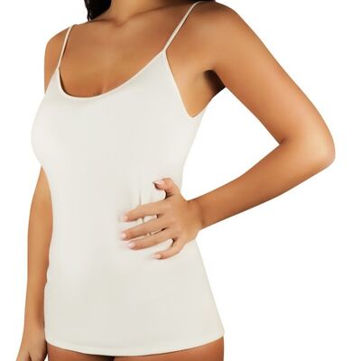 Top Estrecho de Mujer en Algodón Lana E-4010 - Blanco