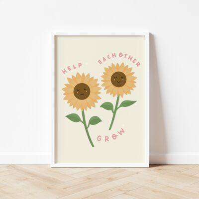 Help Each Other Grow Sunflower Wall Art , A5