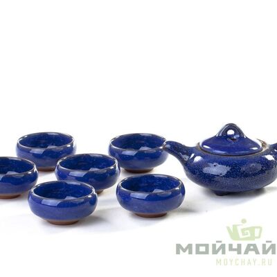 Tea ware set # 17374, porcelain, ice crack , (teapot 150 ml, 6 cups 50 ml)