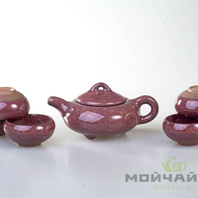 Tea ware set # 799, ceramic/ glaze «ice crack», (teapot 150 ml, 6 cups 50 ml)