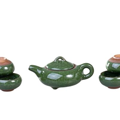 Tea ware set # 803, ceramic/ glaze «ice crack», (teapot 150 ml, 6 cups 50 ml)