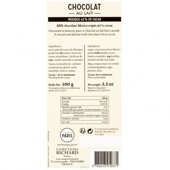 Tablette chocolat lait Mexique 42%, 100 g 2