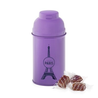 Boîte laquée Violette garnie de pâtes de fruits cerise griotte, 110 g