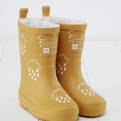 Botas de agua de invierno para niños color ocre que cambian de color