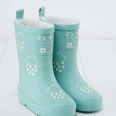 Botas de agua de invierno para niños color pistacho que cambian de color