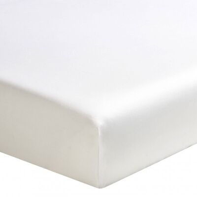 FITTED SHEET 140X190CM 100% COTTON SATIN 70 THREADS - WHITE