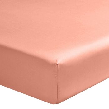 DRAP HOUSSE 140X190CM 100% SATIN DE COTON 70 FILS -ROSE THÉ