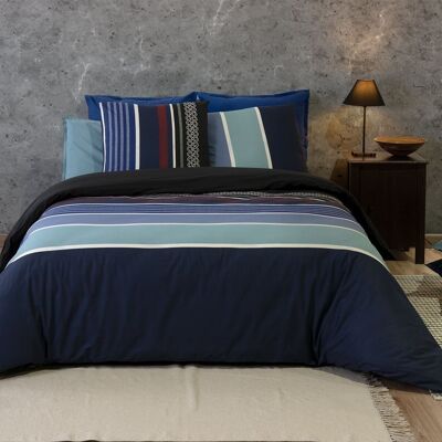 PARURE DE COUETTE 3PCS 240X220CM 100% COTON 71 FILS/CM2- AZUL