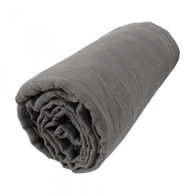 FITTED SHEET 140x190CM 100% COTTON GAUZE ANTHRACITE