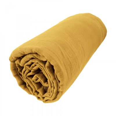 FITTED SHEET 160x200CM 100% SAFFRON COTTON GAUZE