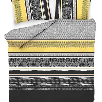 PARURE DE COUETTE 3PCS 240X220CM 100% COTON 55 FILS/CM2- FORMAS YELLOW