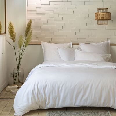 3-teiliges Bettwäsche-Set, 240 x 220 cm, 100 % Baumwoll-Perkal, 80 Fäden/cm2 – einfarbiges Weiß