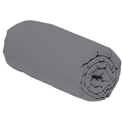 DRAP HOUSSE 140X190CM 100%PERCALE DE COTON 80 FILS/CM2-BONNET 30CM-UNI GRIS