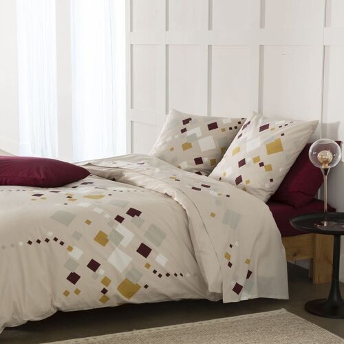 PARURE DE COUETTE 3 PCS 240X220CM 100% COTON 57 FILS/CM2 -TIGY BORDEAUX