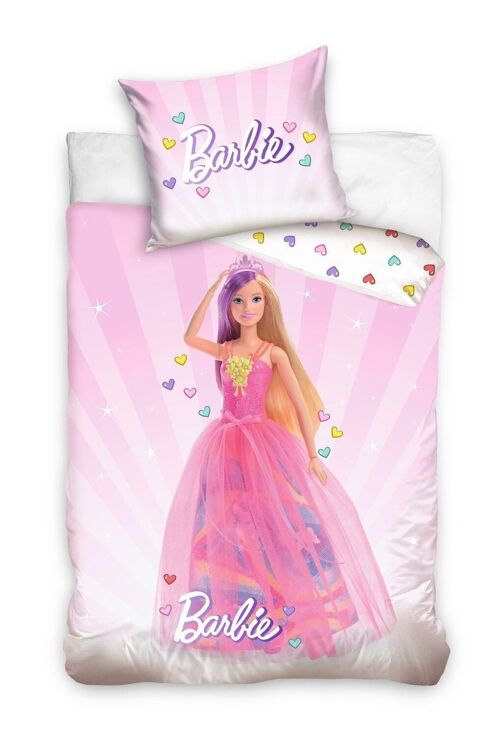 Parure de lit Barbie - Housse de couette enfant 100% coton 57 fils Barbie  pas cher