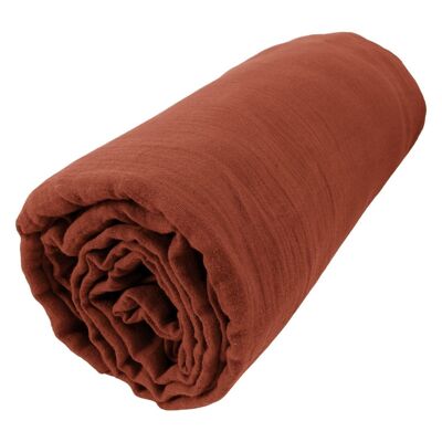 DRAP HOUSSE 90X190CM 100% GAZE DE COTON Terracotta