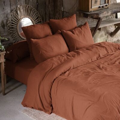 DUVET COVER 140x200CM 100% COTTON GAUZE TERRACOTTA