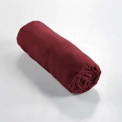 FITTED SHEET 160x200CM 100% WINE COTTON GAUZE