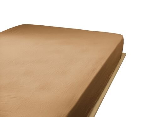 Drap housse coton 160x200 Caramel - Kosi Store