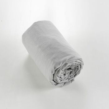 DRAP HOUSSE 160x200CM 100% FLANELLE BRUME