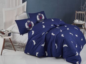 PARURE DE COUETTE 3PCS 240X220CM 100% COTON 57 FILS/CM2-BHPC 040 DARK BLUE